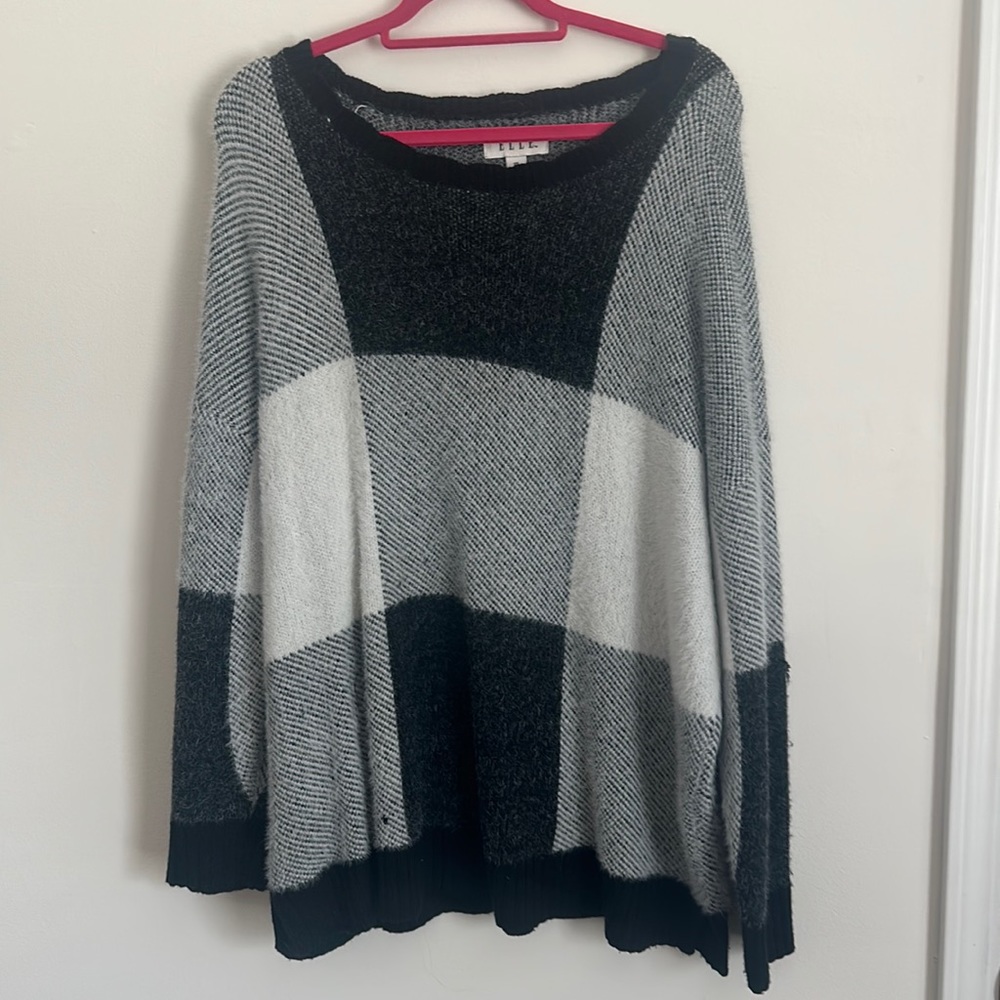 Black and white furry sweater